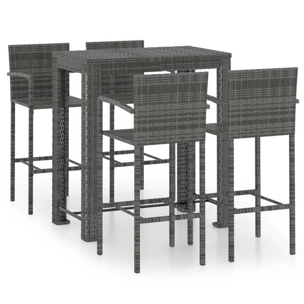 Bar-Set 3064812 (5-teilig) Grau - Stahl - Polyethylen - 61 x 111 x 100 cm
