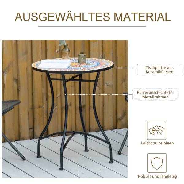 Gartentisch 649RD Blau - Metall - 60 x 71 x 60 cm