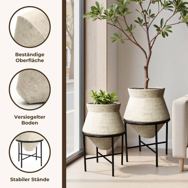 Blumentopf 0359 2er Set für Innenbereich Beige
