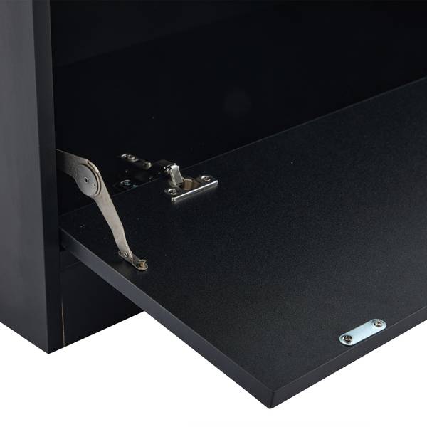 Vitrine Ourea Ⅰ Noir - Bois manufacturé - Verre - 35 x 120 x 80 cm