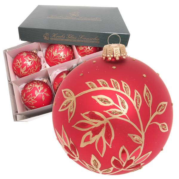 Weihnachtskugeln Floral 6er-Set Glas - 8 x 8 x 8 cm