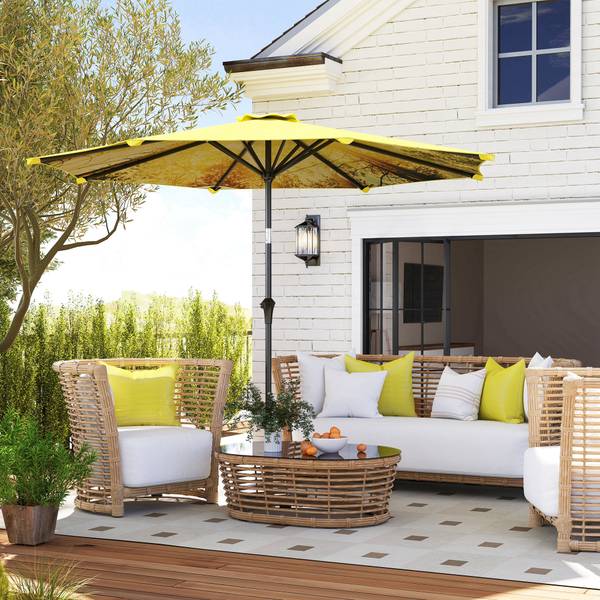 Sonnenschirm 84D-383V00YL Gelb - Textil - 294 x 247 x 294 cm
