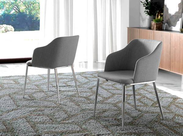 Chaise 4050 Gris - Tissu mélangé - Tissu structuré - Tissé à plat - Tissu - 51 x 79 x 56 cm