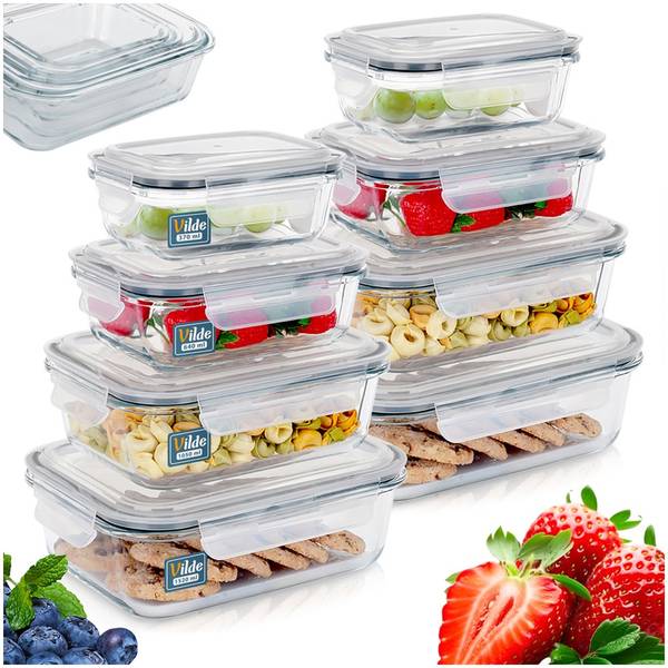 Lebensmittelbehälter 8er Set SET510 Glas - 17 x 8 x 23 cm
