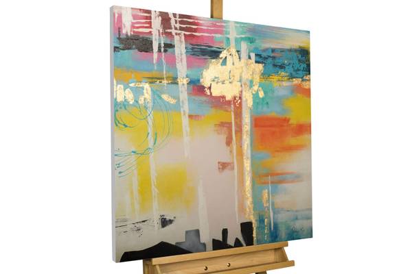 Acrylbild Handgemalt Nonfigurativ Gor Baumwollstoff - 80 x 80 x 4 cm