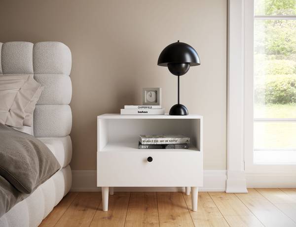 Nachttisch Savona Weiß - Holzwerkstoff - 60 x 55 x 40 cm