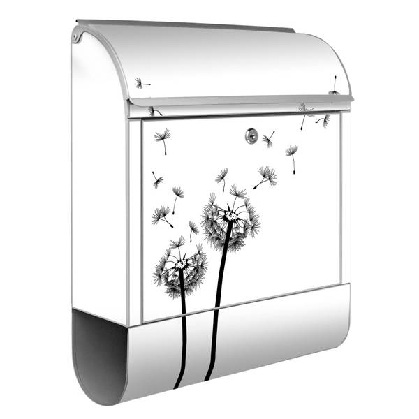 Briefkasten Stahl Pusteblume 2 Grau - Stahl - 38 x 46 x 13 cm