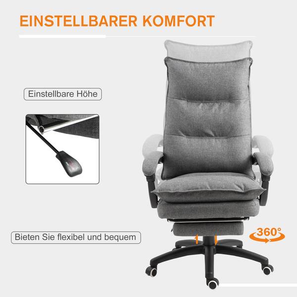 Bürostuhl mit Massagefunktion 921-232GY Glas Grau