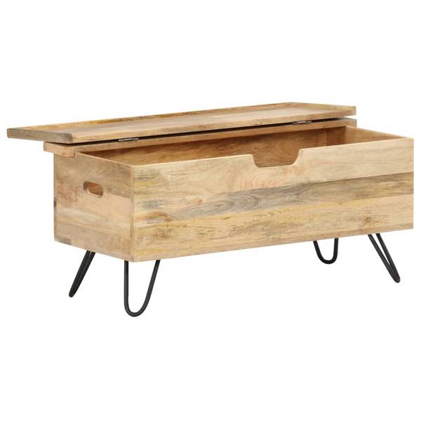 Coffre 289635 Marron - Manguier - Acier - 90 x 45 x 40 cm