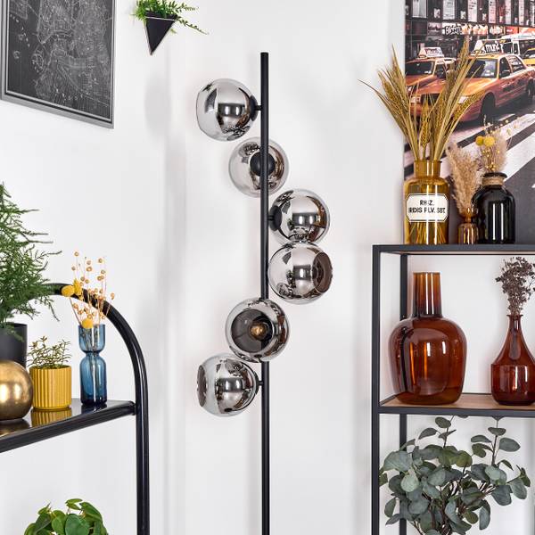 Stehlampe Recanati Grau - Silber - Metall - 17 x 160 x 83 cm