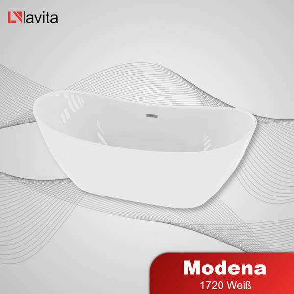 Freistehende Badewanne Modena1720 Weiß - Kunststoff - 172 x 74 x 73 cm