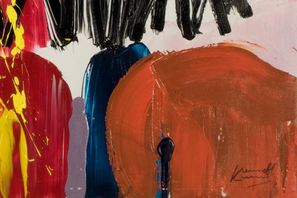 Acrylbild Handgemalt Action Painting Pim Weiß - Baumwollstoff - 150 x 50 x 4 cm