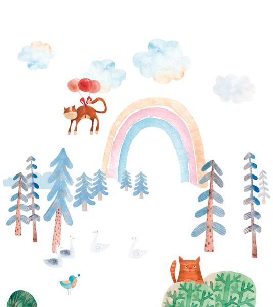 Panorama-Tapete ...Und Katzen Papier - 240 x 270 x 240 cm