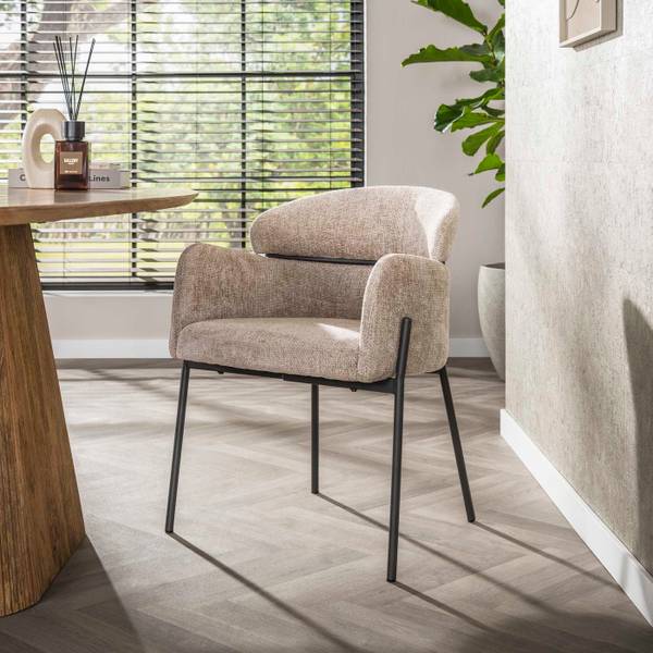 Eetkamerstoel Curva bruin - textiel - 62 x 80 x 61 cm