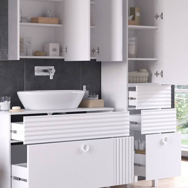 Badmöbel-Set Sola 40871 3er Set Weiß - Holzwerkstoff - 100 x 73 x 38 cm
