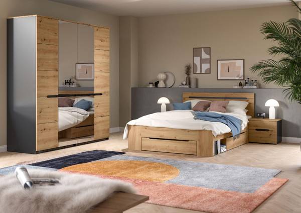 Schlafzimmer-Set Canu (4-teilig) Braun - Holzwerkstoff - Holz teilmassiv - 1 x 1 x 1 cm