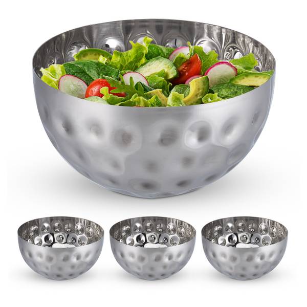 4x Zilveren saladeschaal 20 x 11 x 20 cm