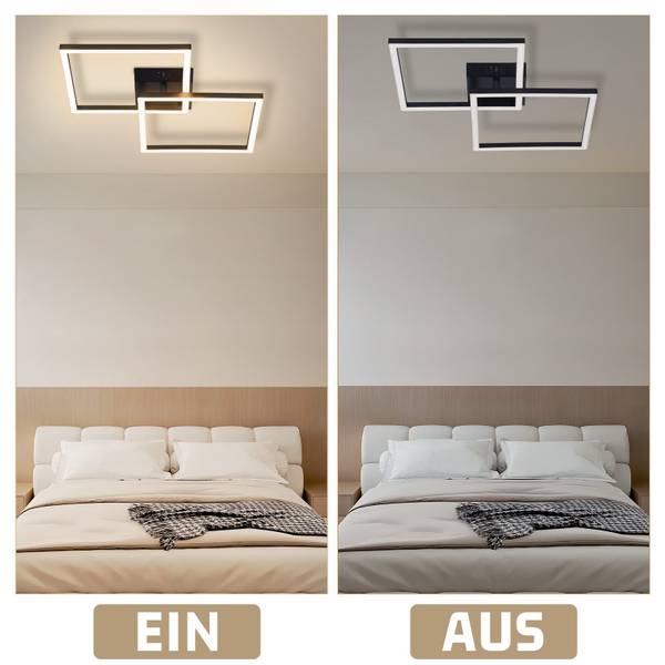 LED Plafondlamp Eichstätt zwart - kunststof - 40 x 7 x 40 cm