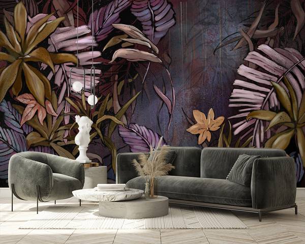 Fototapete Exotische Dschungelblätter 350 x 245 cm