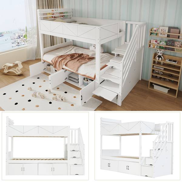 Einzelbett K-2299 Weiß - Holzwerkstoff - 95 x 189 x 254 cm