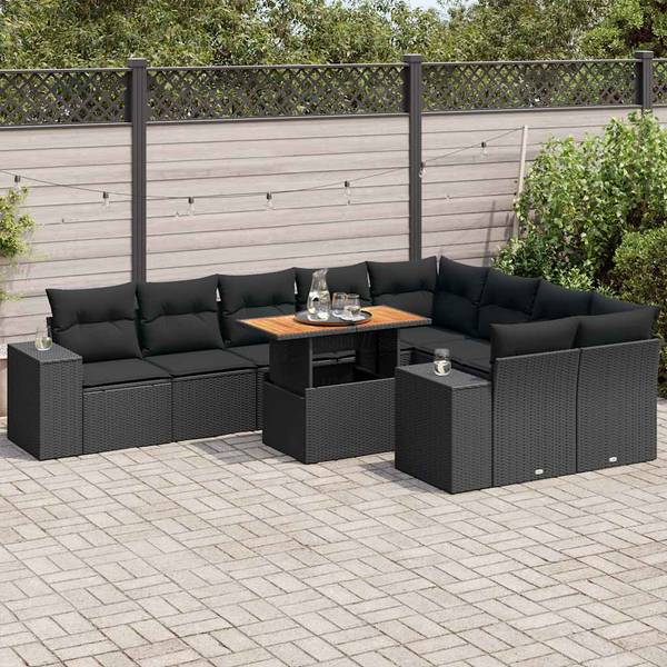 Garten-Lounge-Set 3037213-1 (10-teilig) Schwarz