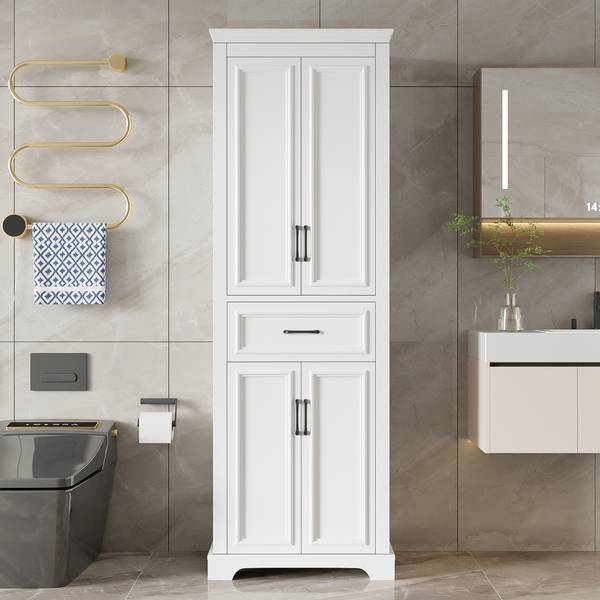 Badezimmerschrank Aphrodite Ⅲ Weiß - Holzwerkstoff - 40 x 180 x 60 cm