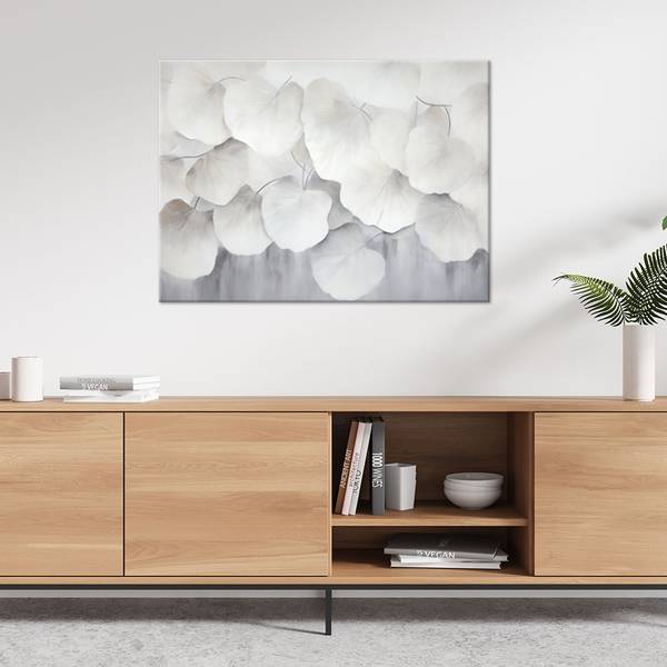 Wandbild ginkgoblätter natur beton boho 60 x 40 cm