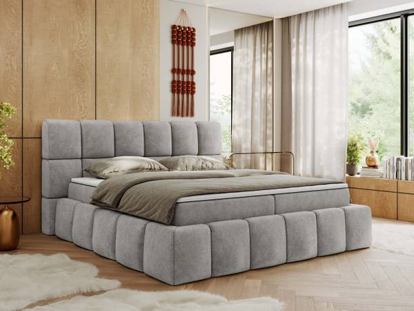 Boxbett NIRA Hellgrau - H3 - Strukturstoff - Polyester - Webstoff - Liegefläche Breite: 120 cm