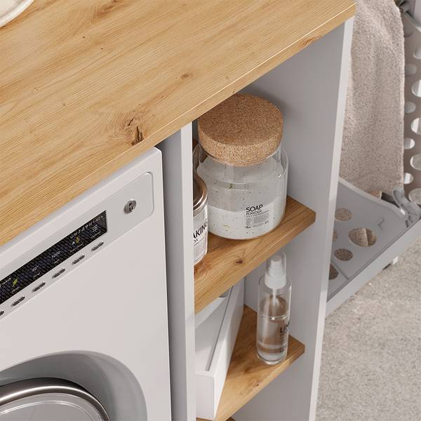 Armoire machine à laver Viktor 60594 Imitation chêne noueux - Blanc