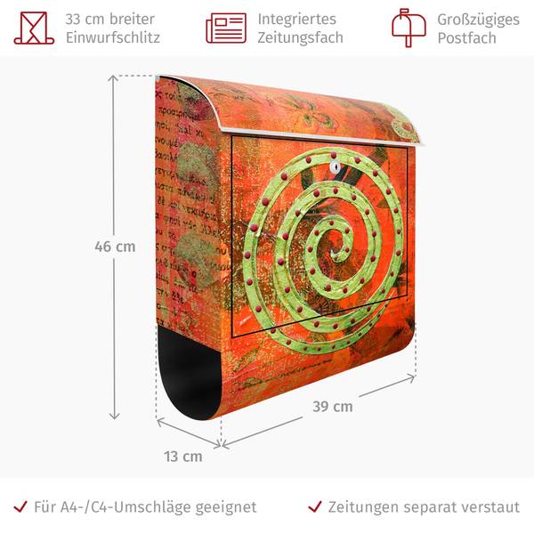 Briefkasten How wonderful Orange - Stahl - 39 x 46 x 13 cm