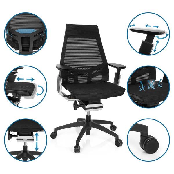 Bürostuhl GENIDIA SMART BLACK CM Silber - Polyester - 70 x 112 x 55 cm