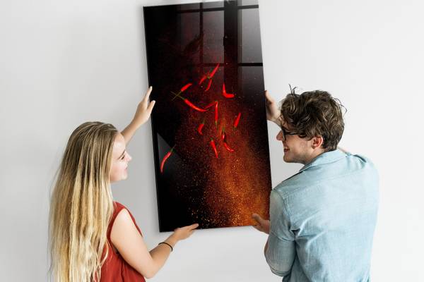 Glas Magnettafel Scharfe Chilis 60 x 120 cm