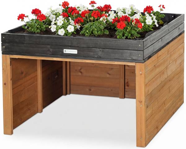 Design-Mährobotergarage cubilio2 Braun - Massivholz - 79 x 80 x 96 cm