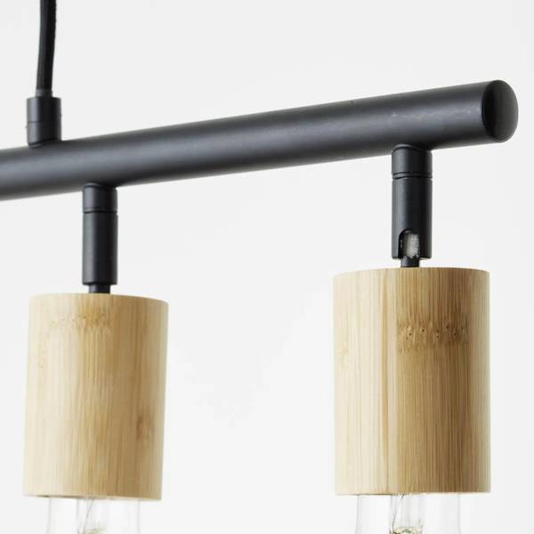 Pendelleuchte Tiffany Schwarz - Braun - Holz