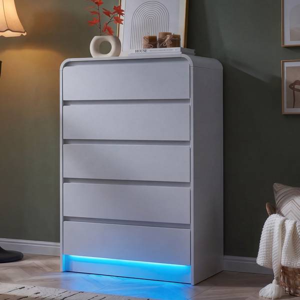 Kommode NDGY04 Weiß - Massivholz - 40 x 110 x 73 cm