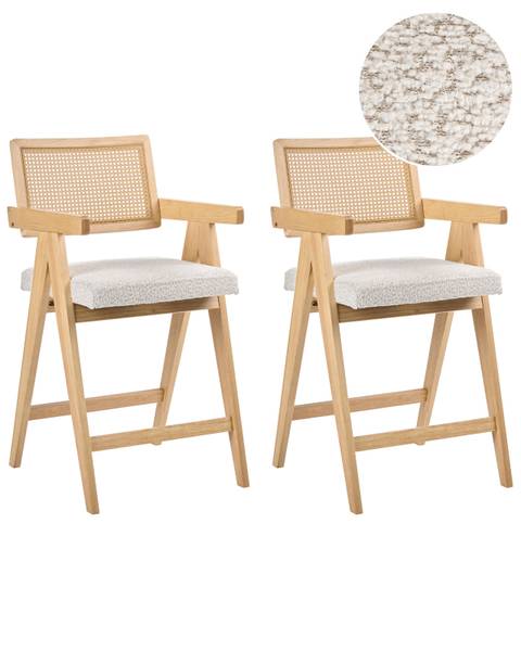 Hocker AVA 2-tlg Beige - Braun - Massivholz - 55 x 102 x 65 cm