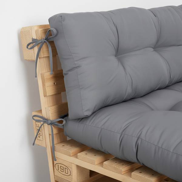 2-tlg. Palettenkissen-Set outdoor Grau - Polyester - 80 x 12 x 120 cm