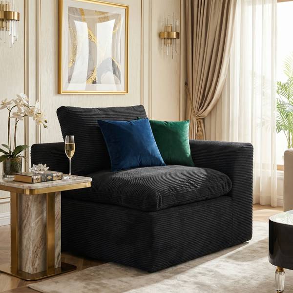 2-Sitzer-Sofa ZenithEra Schwarz - Cord - 101 x 84 x 103 cm