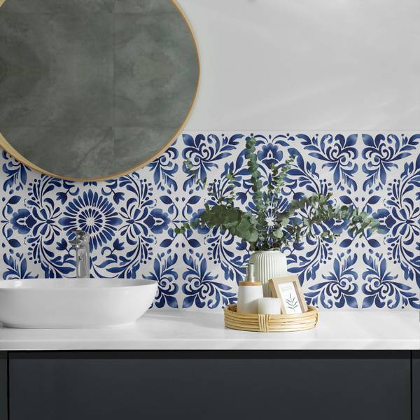 Fliesen Blumen Ornamente Stil 4er Set 50 x 50 cm