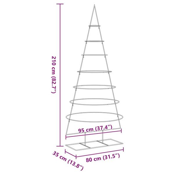 Metalen Kerstboom 3031926 zwart - 85 x 210 x 95 cm