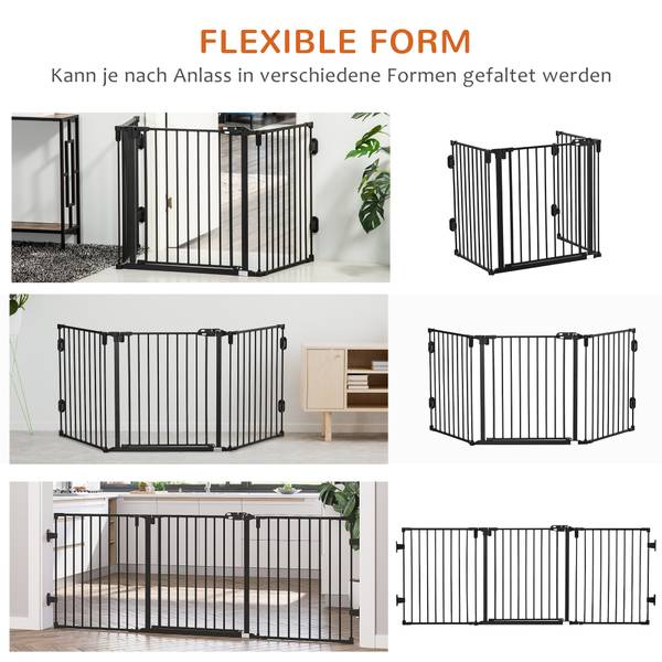 Hunde Absperrgitter D06-125BK Braun - Metall - 2 x 76 x 203 cm