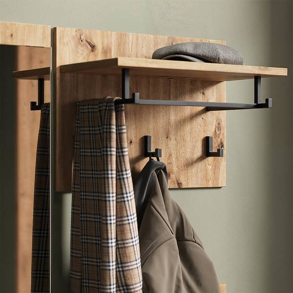 Garderobe Selena 57314 Anthrazit - Asteiche Dekor