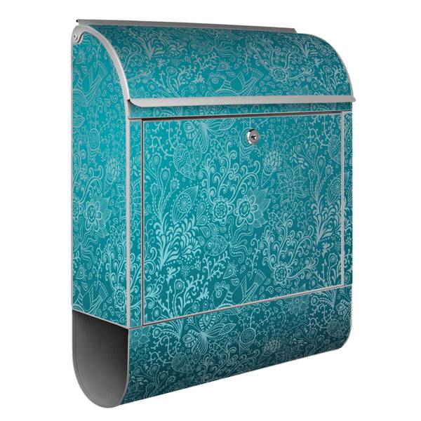 Briefkasten Stahl Mandala Landschaft Grau - Stahl - 38 x 46 x 13 cm