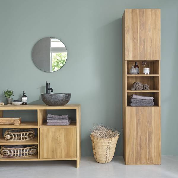 Badezimmersäule aus Teakholz Beige - Massivholz - 45 x 200 x 40 cm