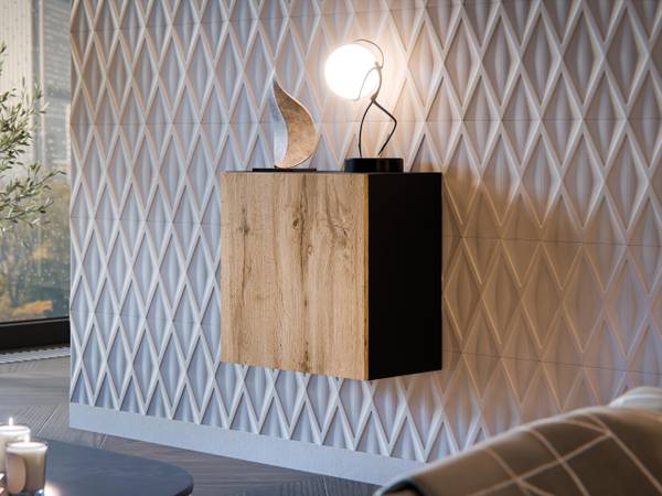 Vitrine Quadrat Capital Schwarz - Eiche