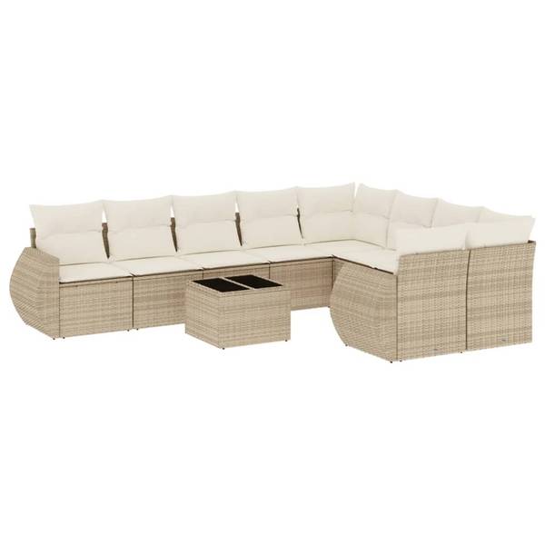 Garten-Lounge-Set 3035534-2 10-teilig Beige - Weiß - Polyrattan - 71 x 69 x 62 cm