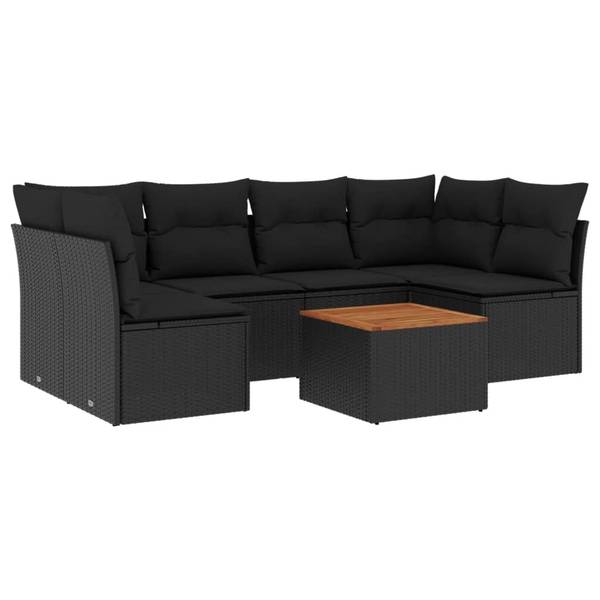 Garten-Lounge-Set 3034589-2 7-teilig Schwarz