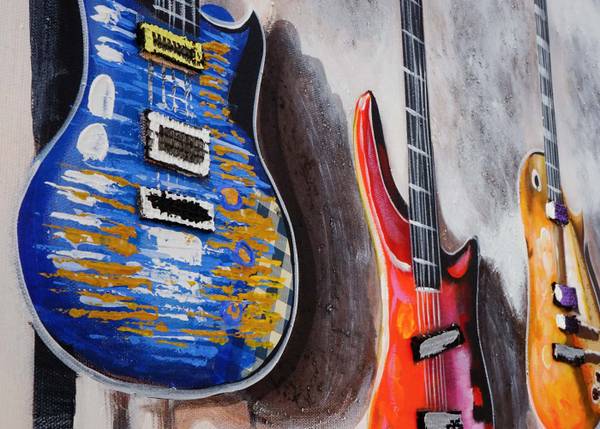 Ölgemälde Gitarren handgemalt Textil - 120 x 80 x 3 cm