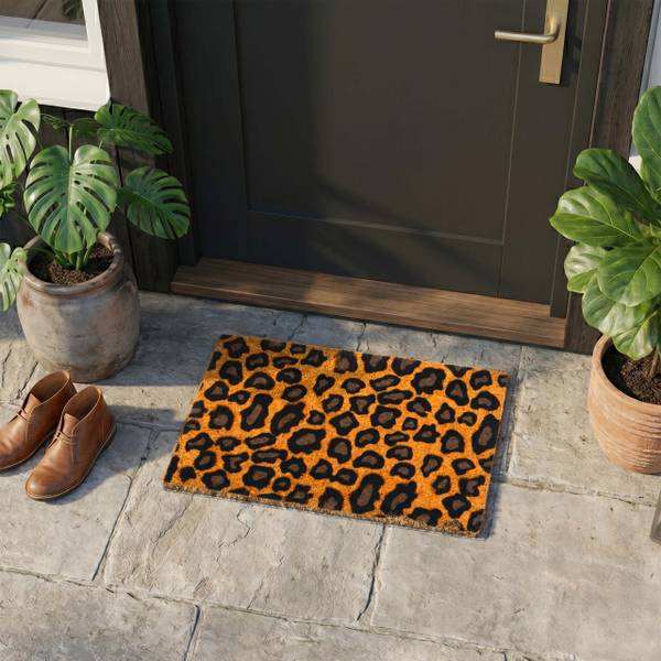 Kokos Fußmatte mit Motiv 60x40 cm Schwarz - Braun - Naturfaser - Kunststoff - 60 x 2 x 40 cm