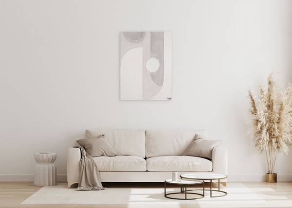 Acrylbild Handgemalt Geometrisch Yip Beige - Weiß - Baumwollstoff - 75 x 100 x 4 cm